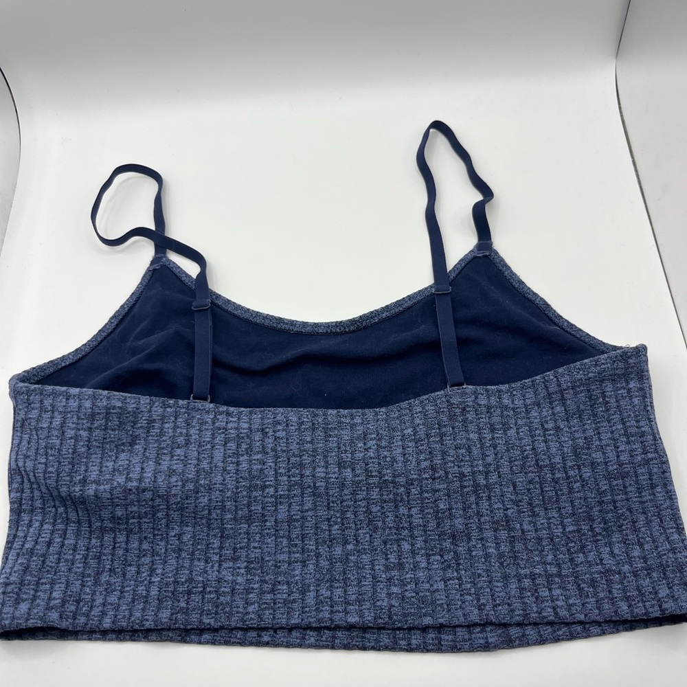 Blue Ribbed Women's Top - Picture 4 of 5